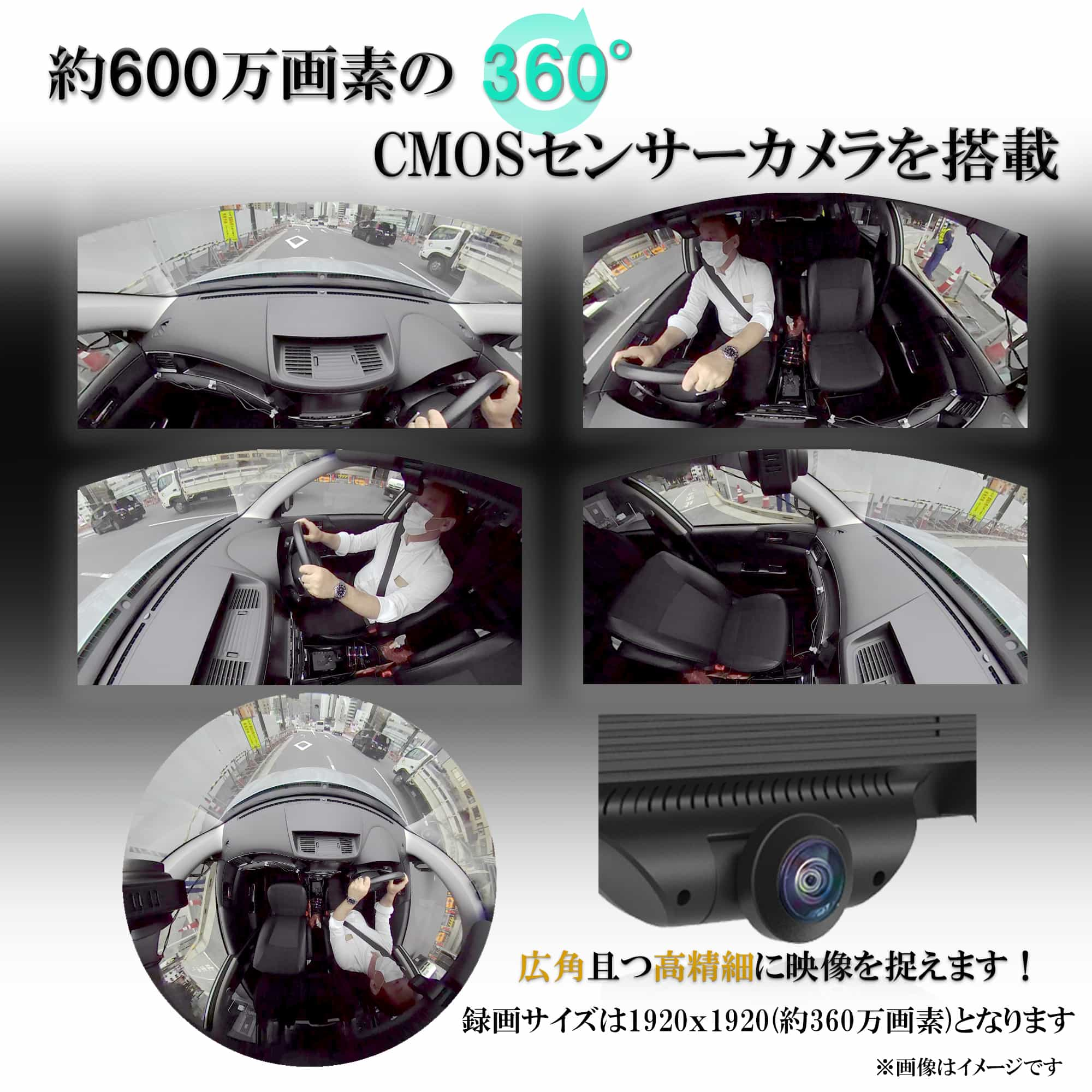 ドライブレコーダー タッチパネル 360度カメラ 600万画素 3カメラ前後