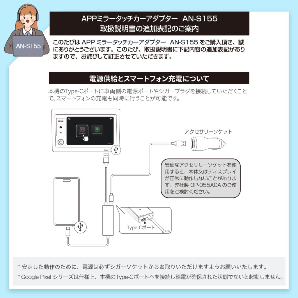 ミラータッチカーアダプター AN-S155 | 株式会社慶洋エンジニアリング 